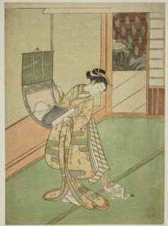 Hanging a Painting (parody of the Third Princess), c. 1767. Attributed to Suzuki Harunobu.