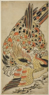 A Hawk Capturing a Crane in Flight, c. 1715. Attributed to Torii Kiyomasu I.
