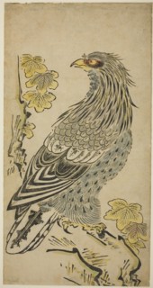 A Hawk on a Cliff near a Kiri Tree, c. 1716. Attributed to Torii Kiyomasu I.