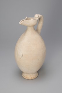 Ovoid Ewer with Flaring, Beak-Shaped Spout, Floral Medallion, and Zipper-like Band with Palmette, Tang dynasty (A.D. 618-907), 8th century.