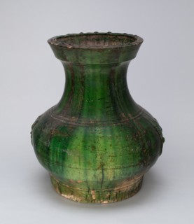 Globular Jar with Mock Ogre Mask Ring Handles, Han dynasty (206 B.C.-A.D. 220).