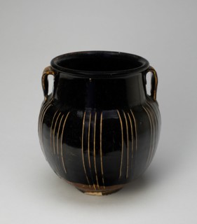 Ovoid Jar with Vertical Ribs and Two-Loop Handles, Northern Song (960-1127) or Jin dynasty (1115-1234), 12th/13th century.