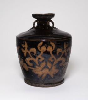 High Shouldered Jar with Loop Handles and Reserved Decoration of Stylized Floral Decor, Song dynasty (960-1279) or later.