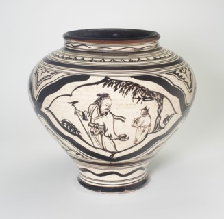 Vase with Figural and Floral Decoration, Yuan dynasty (1279-1368), 14th century.