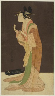 A Selection of Beauty from the Pleasure Quarters (Seiro bisen awase): Misayama of the Chojiya in Night Dress (Tokogi no zu - Chojiya Misayama), c. 1796.