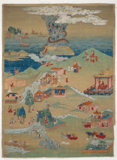 Painted Banner (Thangka) of Five Morality Tales from the Avadana Kalpalata Jataka, late 18th century.