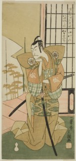 The Actor Matsumoto Koshiro III as Akita Jonosuke in the Play Kawaranu Hanasakae Hachi no Ki, Performed at the Nakamura Theater in the Eleventh Month, 1769, c. 1769.