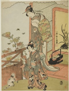 The Actor Onoe Matsusuke I as Oiso no Tora (?) (right), and Otani Taniji (left), c. 1770.