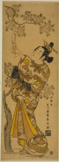 Young Woman Reading Tanzaku Tied to a Cherry Tree, c. 1741.