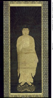 The Buddha Amida, from the triptych Approach of the Amida Trinity, Kamakura Period; mid-13th century.