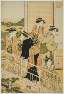 Women on a Balcony of a Yoshiwara Teahouse, c. 1780s.