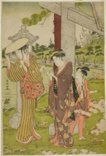 Picking Flowers at Kumano Junisha Shrine in Tsunohazu, late 1780s.