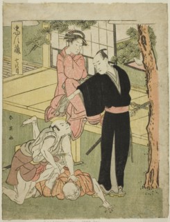 Act Seven: The Ichiriki Teahouse from the Play Chushingura (Treasury of the Forty-seven Loyal Retainers), c. 1795.