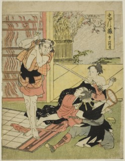 Act Eleven: Night Raid on Moronao's Mansion from the play Chushingura (Treasury of Forty-seven Loyal Retainers), c. 1795.