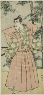 The Actor Matsumoto Koshiro IV as Hatakeyama Shigetada Disguised as Honjo Soheiji (?) in the Play Edo no Fuji Wakayagi Soga (?), Performed at the Nakamura Theater (?) in the First Month, 1789 (?), c. ...