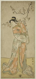 The Actor Ichikawa Ebizo (Danjuro V) as the Lady-in-Waiting Iwafuji in the Play Gozen-gakari Sumo Soga, Performed at the Kawarazaki Theater in the First Month, 1793 (?), c. 1793.
