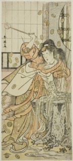 The Actor Segawa Kikunojo III as the Dragon Maiden Disguised as Osaku in the Play Sayo no Nakayama Hiiki no Tsurigane, Performed at the Nakamura Theater in the Eleventh Month, 1790, c. 1790.