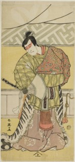 The Actor Sakata Hangoro III as Takechi Mitsuhide in "The Banquet," the Final Act in Part One of the Play Kanagaki Muromachi Bundan (Muromachi Chronicle in Kana Script), Performed at the Ichimura Thea...