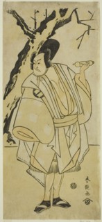 The Actor Sakata Hangoro III as the Guard Yahazu no Yadahei in the Play Otokoyama O-Edo no Ishizue, Performed at the Kiri Theater in the Eleventh Month, 1794, c. 1794.