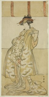 The Actor Yamashita Mangiku I as Kewaizaka no Shosho in the Play Nanakusa Yosooi Soga, Performed at the Nakamura Theater in the First Month, 1782, c. 1782.