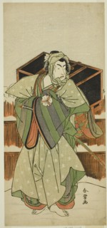 The Actor Matsumoto Koshiro IV as Ise no Saburo Disguised as Mizoro no Sabu in the Play Mure Takamatsu Yuki no Shirahata, Performed at the Ichimura Theater in the Eleventh Month, 1780, c. 1780.