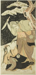 Nakamura Utaemon I as Karashi Baba and Yoshizawa Sakinosuke III as Shirotae, Japan, About 1769.