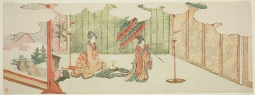 Young girl dancing at nobleman's mansion, Japan, 1805.