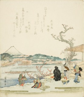 View of Mount Fuji from a tea house, Japan, c. 1820s.
