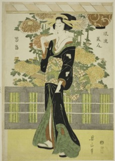Fashionable Beauties in a Chrysanthemum Garden (Furyu bijin kikubatake), Japan, c. 1810.
