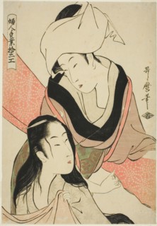 Cloth-Stretcher, from the series "Twelve Types of Women's Handicraft (Fujin tewaza juni ko)", Japan, c. 1798/99.