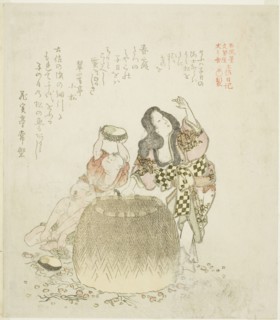 Woman and two boys gathering abalone, from the series "The Tosa Diary (Tosa nikki)", Japan, 1810s.