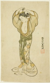 Woman Arranging Her Hair, Japan, 1765.
