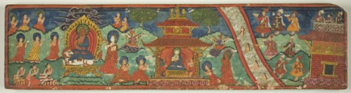 One of a Pair of Magical Charms (Dharani) Manuscript Covers, 18th century.