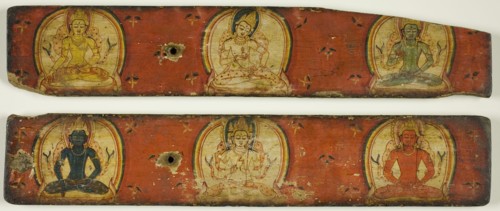 Pair of Manuscript Covers of the Five Transcendant Buddhas, 12th century.
