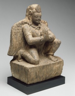 God Vishnu's Mount, Garuda, Kneeling with Hands in Gesture of Adoration (Anjalimudra), 14th century.