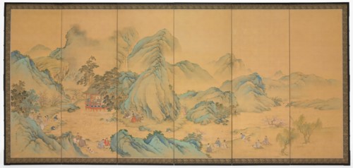 The Gathering at the Orchid Pavilion (front); Geese among Reeds (back), 1900.