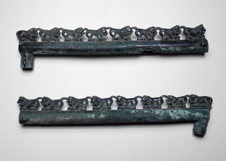 Pair of Ornamental Fittings with Crouching Felines, 6th/4th century B.C.