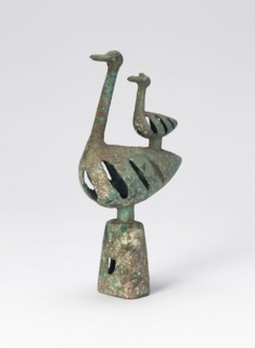 Pole Top with Double Bird-Shaped Bell (one of pair), 6th/4th century B.C. Made by herding tribes in modern Northern China or Inner Mongolia.