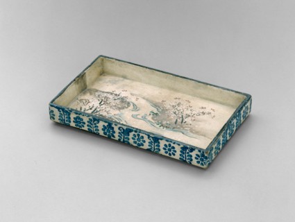 Dish with Design of Landscape with Blossoming Trees, Edo period (1610-1898); Narutaki period (1699-1712).