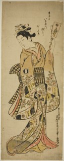 Yaoya Oshichi holding a battledore paddle, c. 1744/51.