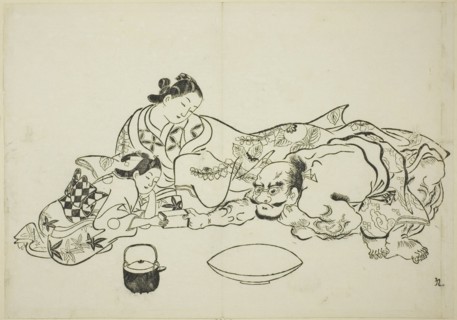 A trial of strength, no. 9 from a series of 12 prints, c. 1708.