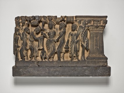 The Birth and the First Seven Steps of the Buddha, Kushan period, about 2nd/3rd century. Khyber Pakhtunkhwa Province, Swat Valley (modern Pakistan).