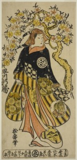 The Actor Hayakawa Shinkatsu as a Woman Standing under Cherry Tree, c. 1724.