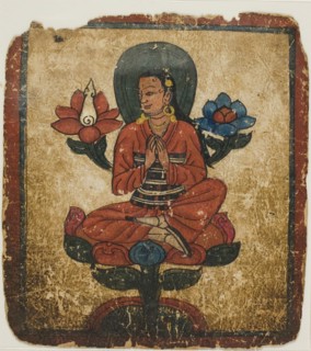 Figure Seated on Lotus, from a Set of Initiation Cards (Tsakali), 14th/15th century.