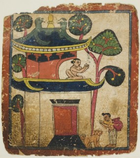 Scene from the Story of Buddha Ushnisha, from a Set of Initiation Cards (Tsakali), 14th/15th century.