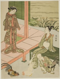 Watching a Cockfight at the Edge of the Veranda, c. 1767/68.