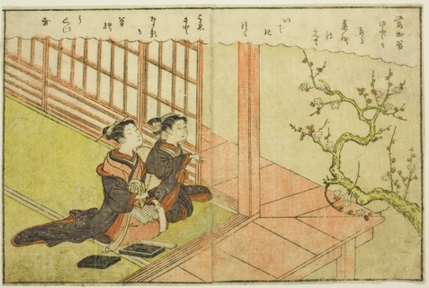 Double-page Illustration from Vol. 1 of "Picture Book of Spring Brocades (Ehon haru no nishiki)", 1771.