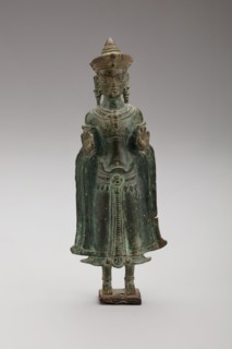 Crowned Buddha with Hands in Gesture of Teaching (Vitarkamudra), Angkor period, late 12th/early 13th century.