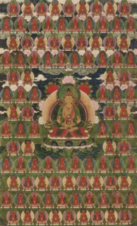 Painted Banner (Thangka) of Amitayus Buddha Surrounded by One Hundred Buddhas, 19th century.
