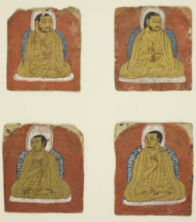 Four Miniature inscribed portraits of four Lamas, 14th century.